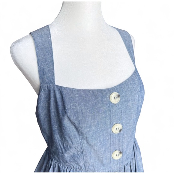 Free People Mini‎ Dress Blue Chambray Sz S Summer Vacation Cute Romantic Boho - Picture 7 of 15
